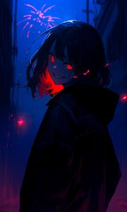 Preview wallpaper girl, smile, eyes, night, anime, art