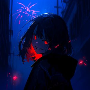 Preview wallpaper girl, smile, eyes, night, anime, art