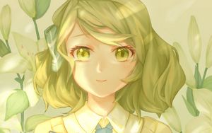 Preview wallpaper girl, smile, eyes, book, anime, green