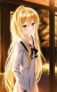 Preview wallpaper girl, smile, eyes, hair, sunlight, anime