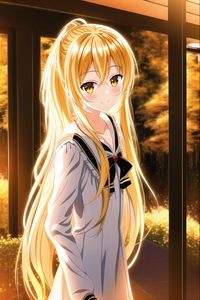 Preview wallpaper girl, smile, eyes, hair, sunlight, anime