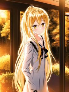 Preview wallpaper girl, smile, eyes, hair, sunlight, anime