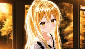 Preview wallpaper girl, smile, eyes, hair, sunlight, anime