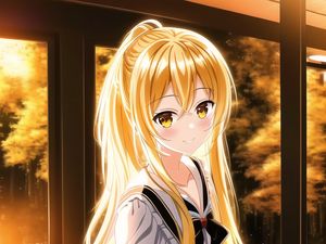 Preview wallpaper girl, smile, eyes, hair, sunlight, anime