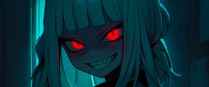 Preview wallpaper girl, smile, fangs, eyes, ears, dark, art