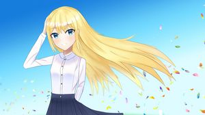 Preview wallpaper girl, smile, field, anime, art