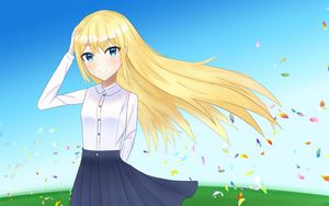 Preview wallpaper girl, smile, field, anime, art