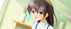 Preview wallpaper girl, smile, florist, anime, art, cartoon