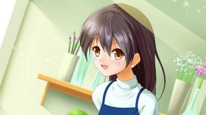 Preview wallpaper girl, smile, florist, anime, art, cartoon