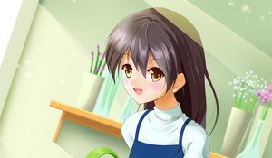 Preview wallpaper girl, smile, florist, anime, art, cartoon