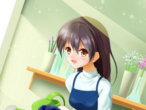 Preview wallpaper girl, smile, florist, anime, art, cartoon