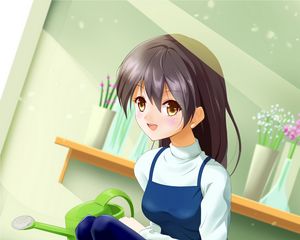 Preview wallpaper girl, smile, florist, anime, art, cartoon