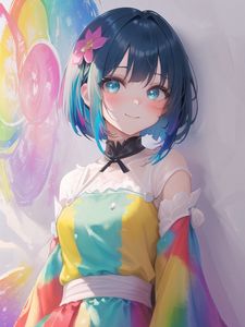 Preview wallpaper girl, smile, flower, dress, anime