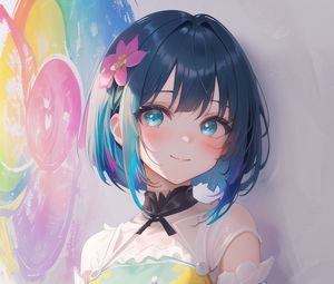 Preview wallpaper girl, smile, flower, dress, anime