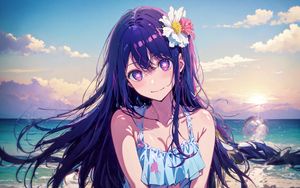 Anime Girl with Flowers Desktop Wallpaper - Anime Wallpaper 4K