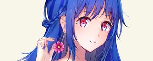 Preview wallpaper girl, smile, flower, anime, art, blue