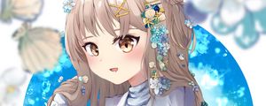 Preview wallpaper girl, smile, flowers, jewelry, anime, art