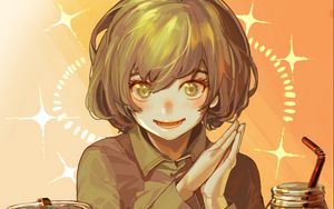 Preview wallpaper girl, smile, food, anime, art