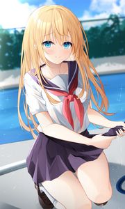 Preview wallpaper girl, smile, form, anime, art, cartoon