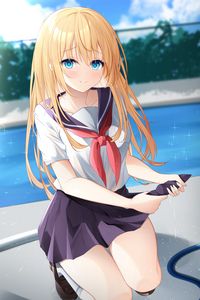 Preview wallpaper girl, smile, form, anime, art, cartoon