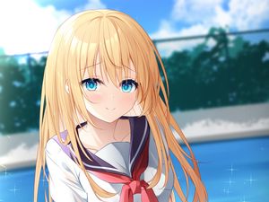 Preview wallpaper girl, smile, form, anime, art, cartoon