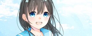 Preview wallpaper girl, smile, form, anime, art, blue