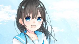 Preview wallpaper girl, smile, form, anime, art, blue