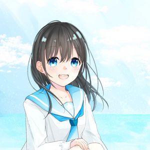 Preview wallpaper girl, smile, form, anime, art, blue