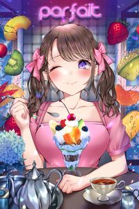 Preview wallpaper girl, smile, fruit, dessert, anime