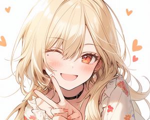 Preview wallpaper girl, smile, gesture, choker, dress, anime
