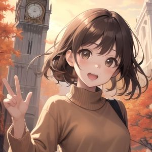 Preview wallpaper girl, smile, gesture, clock, anime