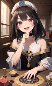 Preview wallpaper girl, smile, gesture, anime, art, choker