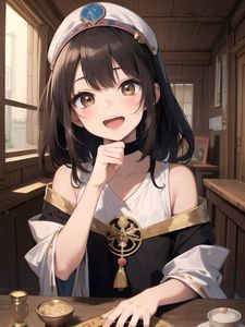 Preview wallpaper girl, smile, gesture, anime, art, choker