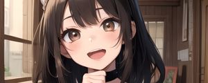 Preview wallpaper girl, smile, gesture, anime, art, choker