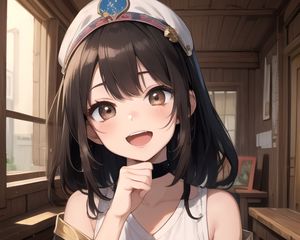 Preview wallpaper girl, smile, gesture, anime, art, choker