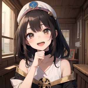 Preview wallpaper girl, smile, gesture, anime, art, choker