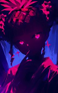 Preview wallpaper girl, smile, gesture, pink, anime, art