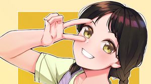 Preview wallpaper girl, smile, gesture, anime