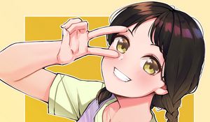 Preview wallpaper girl, smile, gesture, anime