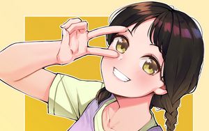 Preview wallpaper girl, smile, gesture, anime