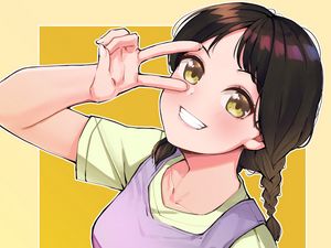 Preview wallpaper girl, smile, gesture, anime