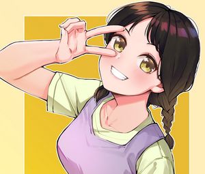 Preview wallpaper girl, smile, gesture, anime
