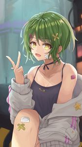 Preview wallpaper girl, smile, gesture, anime, art, cartoon