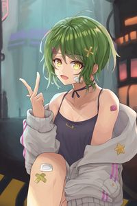 Preview wallpaper girl, smile, gesture, anime, art, cartoon