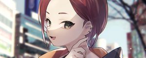 Preview wallpaper girl, smile, gesture, street, anime