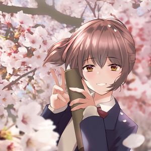 Preview wallpaper girl, smile, gesture, sakura, anime