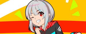 Preview wallpaper girl, smile, gesture, anime, art, cartoon, bright