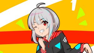 Preview wallpaper girl, smile, gesture, anime, art, cartoon, bright