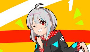 Preview wallpaper girl, smile, gesture, anime, art, cartoon, bright