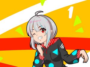 Preview wallpaper girl, smile, gesture, anime, art, cartoon, bright